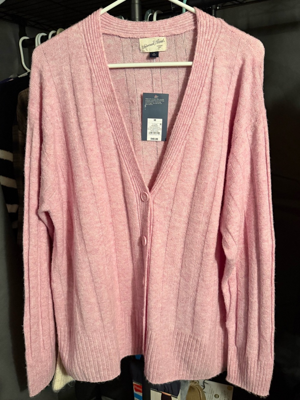 Universal Threads Soft Pink Ribbed V-Neck Button Down Cardigan